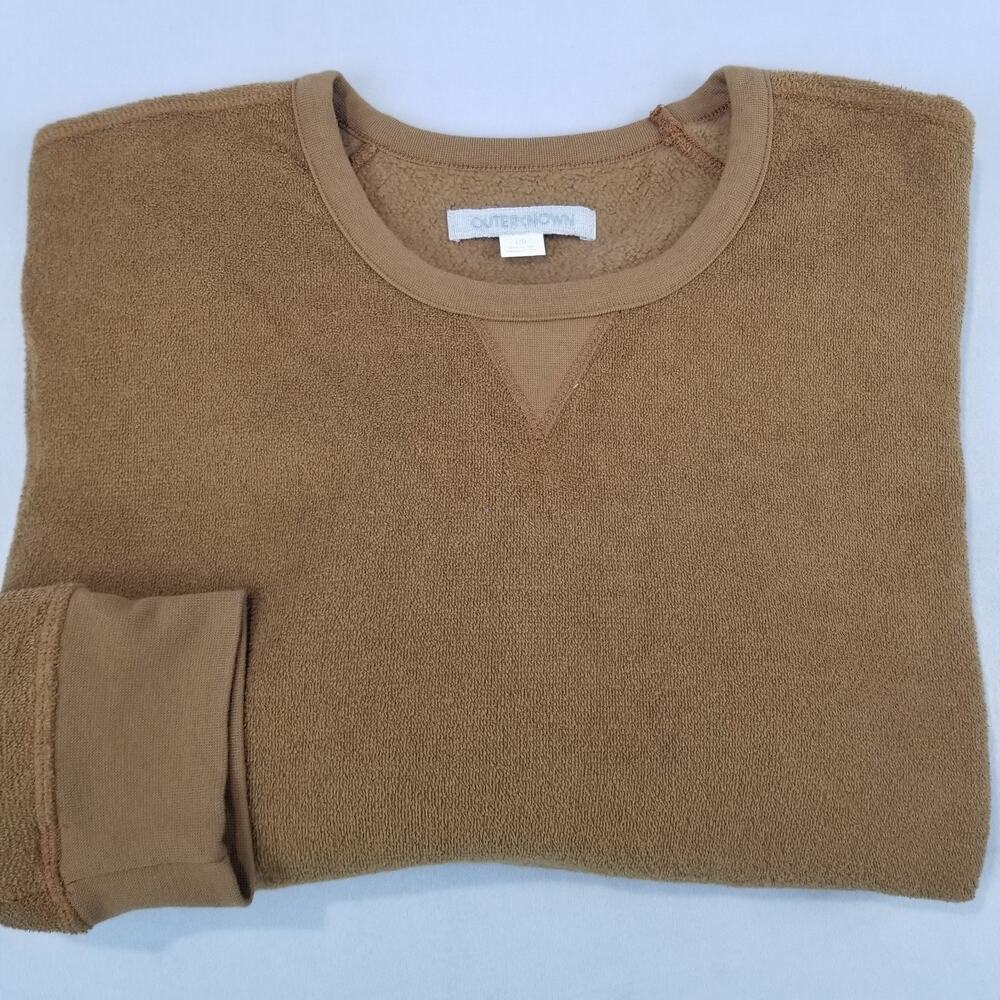 Outerknown Sweatshirt Mens Large Brown Hightide Crew Terry Pullover Sweater